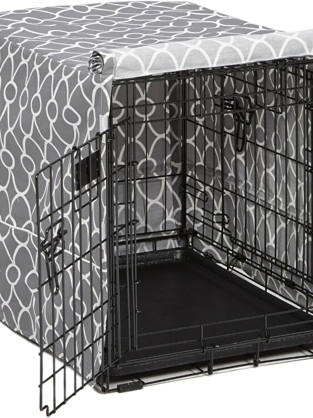 Like new! Grey and white geometric dog crate cover, 24L x 18W x 19H